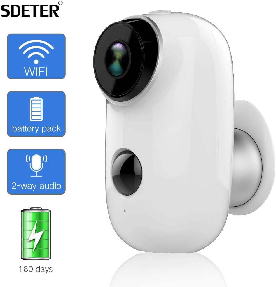 SDETER Outdoor Security Camera, 1080P Wireless Rechargeable Battery Powered Surveillance System,WiFi IP Hd CCTV Video House Monitor