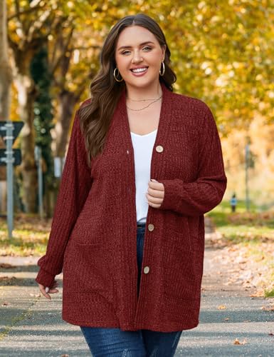 Image of MONNURO Plus Size Cardigan for Women Lightweight Open Front with Pockets