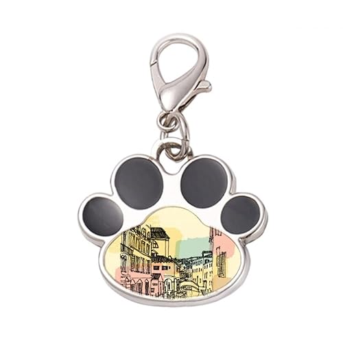 DIYthinker?Italy Venice Landmark Pattern Pet Tag Keychain Dog Cat ID