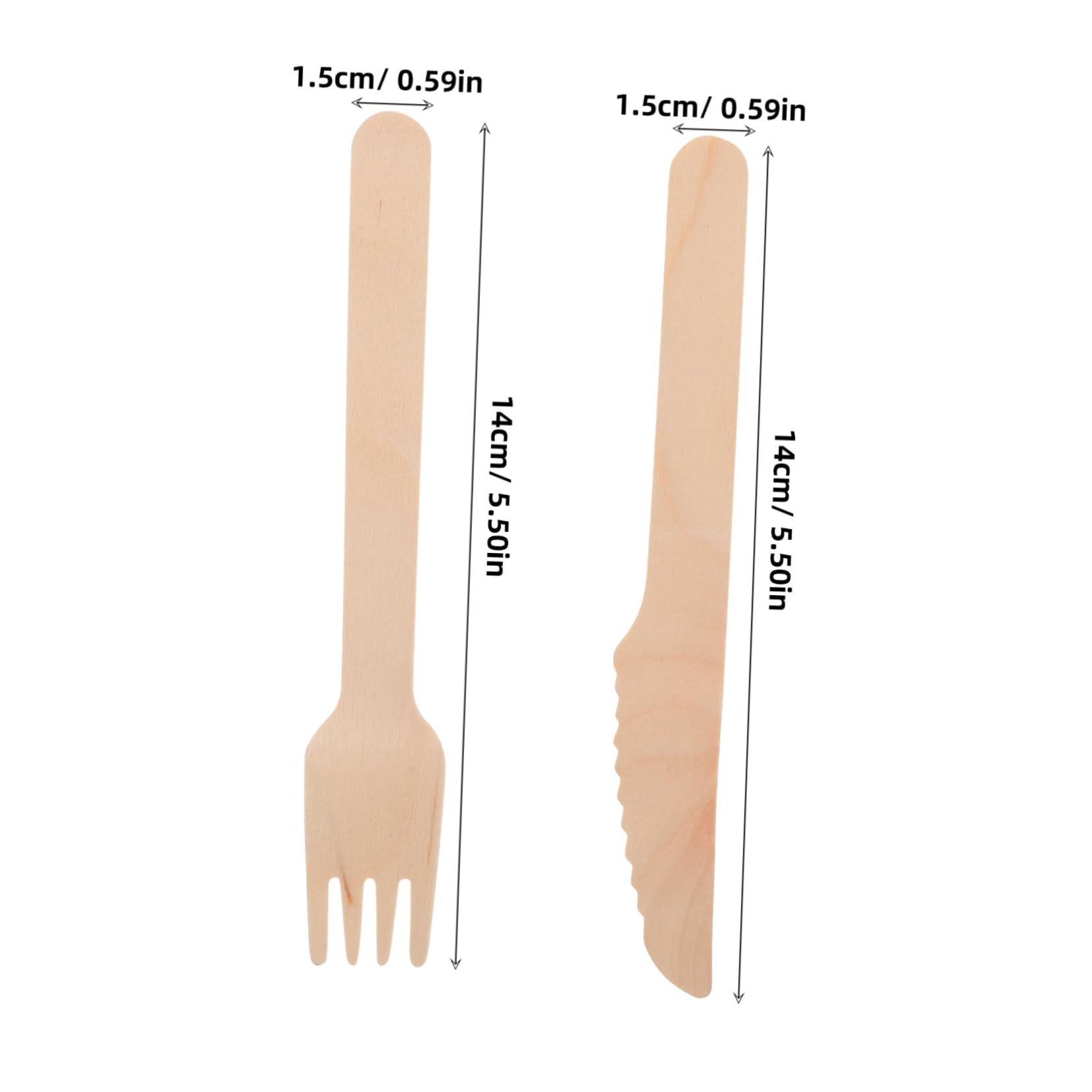 Unomor Dinnerware 200pcs Wooden Forks Knives Set for Parties Bbqs Outdoor Events and Camping