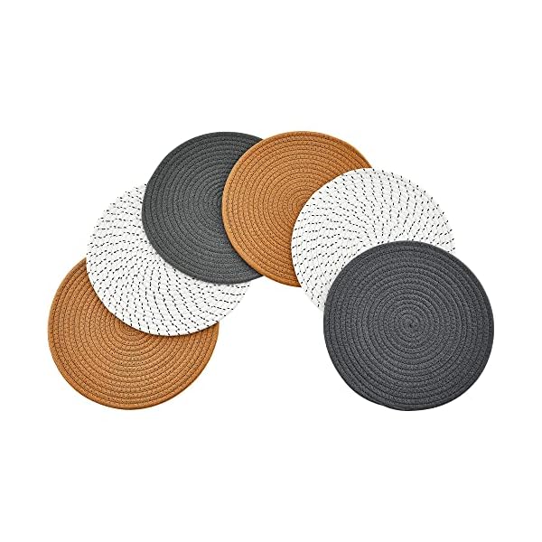 Woven Trivet Placemats Table Mats: Humbson 6Pcs Round Farmhouse Heat Dinner Plate Mat Set - Natural Cotton Rope Placemat Boho Charger Kitchen Hot Pads Pot Holder 11.8 Inch (11.8x11.8) Woven Trivet Placemats Table Mats: Humbson 6Pcs Round Farmhouse Heat Dinner Plate Mat Set - Natural Cotton Rope Placemat Boho Charger Kitchen Hot Pads Pot Holder 11.8 Inch (11.8x11.8)
