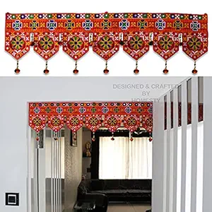 HOMESTY Velvet Toran Bandarwal & Traditional Door Hanging for Home Traditional Moti Diwali Decoration Toran for Door (87CM X 20CM Multicolour)