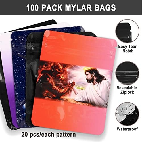100 Pack Mylar Bags 3.5 Cali Bags Smell Proof, Cookies Mylar Bags 3.5, 4x5 inch Resealable Smell Proof Cookies Mylar Bags, Ziplock Food Storage Bags for Candy Cookies Snack (Mix)