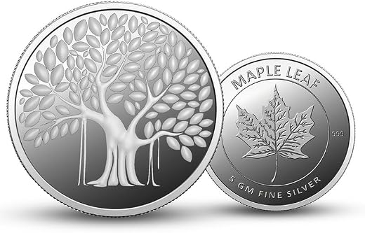 Silviya BIS Hallmarked 999 Pure Silver Coin (5g, 10g, 20g) Banyan Tree Round Shape - Memorable Gift for Anniversaries - Bi...