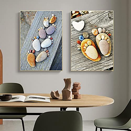 Affiches modernes de pierres en forme de pied pour salon 30x40cm
