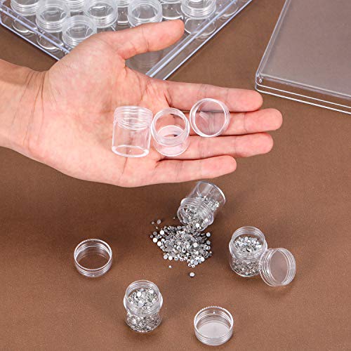 Image of Blulu 30 Bead Container Lidded Small Box, 1.15 x 1 Inch | Clear Plastic Jars for Diamond Painting Beads Jewelry Seeds Crafts, Organizer Case with Screw Top Lids