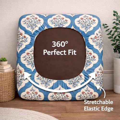 Image of STITCHNEST 'Contour Fit Series' Stretchable Printed Wooden Sofa Cover (Pack of 6) - Elastic Wooden Chair Cover | Wooden Sofa Seat Cover | Size - 20-21 x 20-21 x 3-5 in