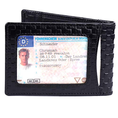 Image of Brooklyn Bridge Genuine Leather Money Clip Wallet for Men Chess VT Black - Premium Slim RFID Protected Wallet with Cash Clip & Multiple Card Slots, Stylish Front Pocket Design, Gift for Men