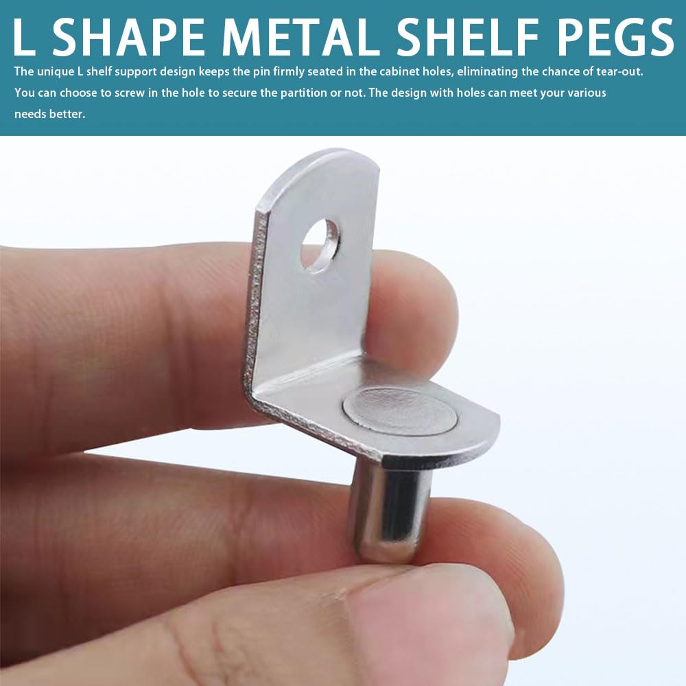 30 Pcs Shelf Support Pegs L-Shaped Shelf Supports L Shape Metal Shelf Pegs Nickel Plated Shelf Bracket Pegs Pins for Cabinet Bookcase Closet Wardrobe - Image 2