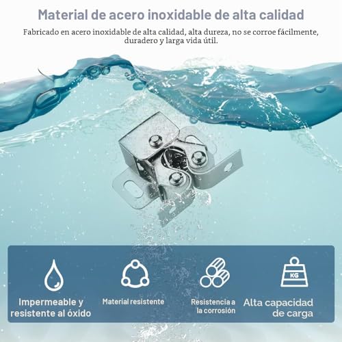 Miniatura 4 de 20 Piezas Cierres De Puerta De Armario De Doble Rodillo,Cierres De Doble Rodillo Con Tornillos,Cerradura De Rodillo De Bola De Puerta,Gabinete Pestillo Puerta De Acero Inoxidable Para Muebles De Hogar