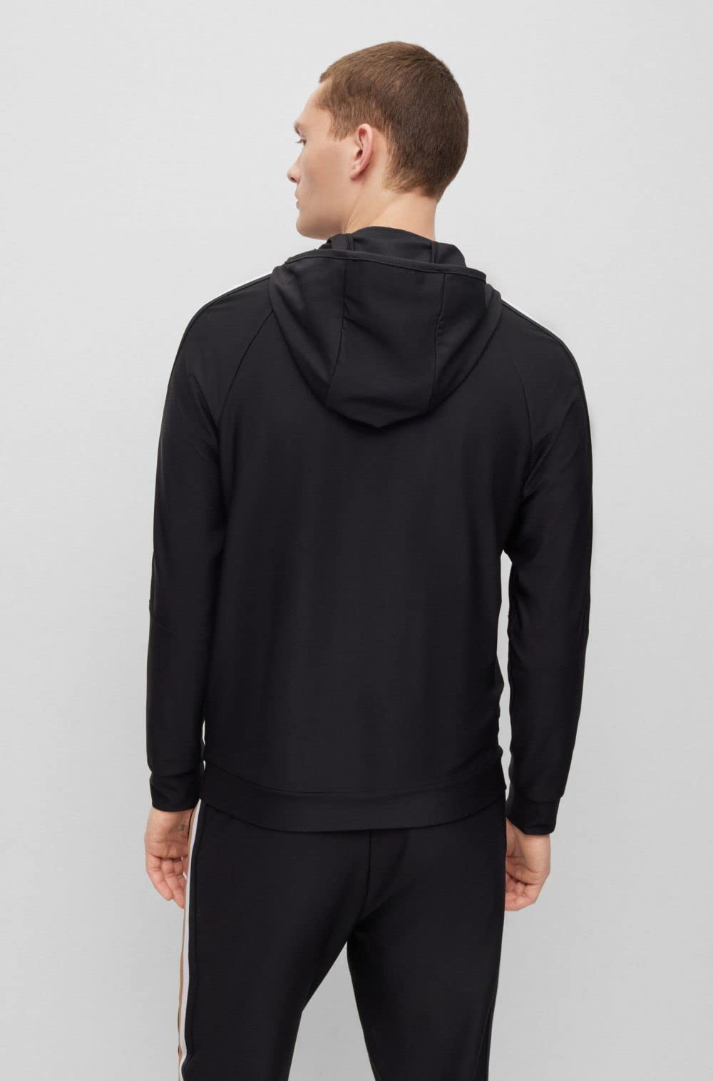 BOSS Herren Sicon MB 1 x Matteo Berrettini Kapuzen-Sweatjacke aus Active-Stretch-Jersey mit Reißverschluss und Logo Schwarz XXL
