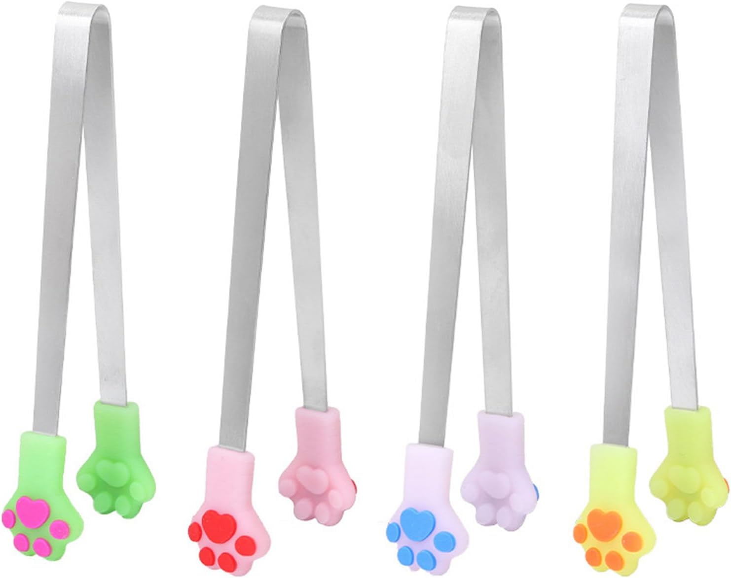 2Pcs Colorful Cats Paws Silicones Small Tongs Perfect for Serving Snacks Sugar Candy Cookie Ice Cubes Kitchen Gadgets Food Grade Silicones Tongs