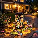 Colorful Sunflower Glow Solar Lanterns Outdoor Waterproof, Mmulticolored LED Solar Lights Garden Decor Gifts for Women Mom Grandma, Metal Hanging Lantern for Yard Patio Backyard Porch Decor (1PC)