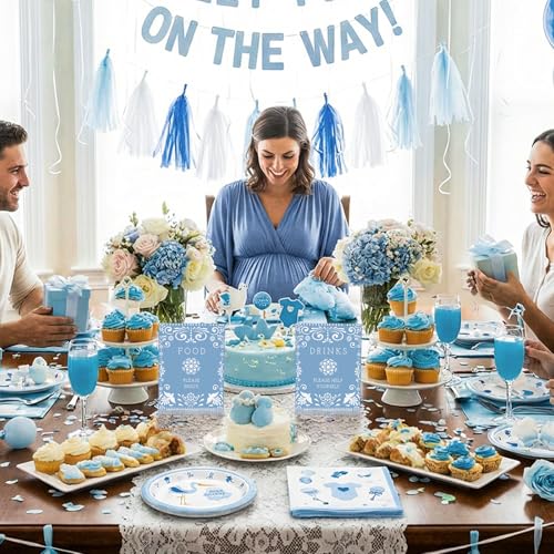 Image of Vercraft 6 Pcs Cielito Lindo Baby Shower Table Decoration Mexican Fiesta Papel Picado Thank You Acrylic Sign 6 x 8 Inch Blue Cielito Lindo Centerpieces with Stand Mexican Party Decoration