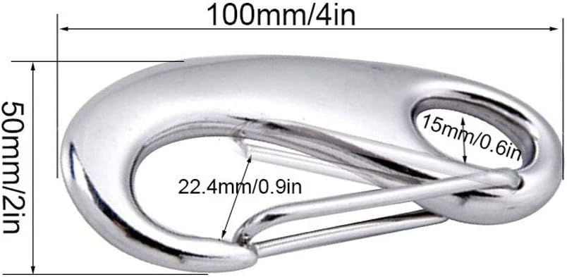 Abimars 4 inch Heavy Duty Rope Connector Spring Snap Hook, Large 316 Stainless Steel Boat Hooks, Load Capacity 1000lbs, Marine Grade Anchor Clips for Rope (2 Pack) - Image 2