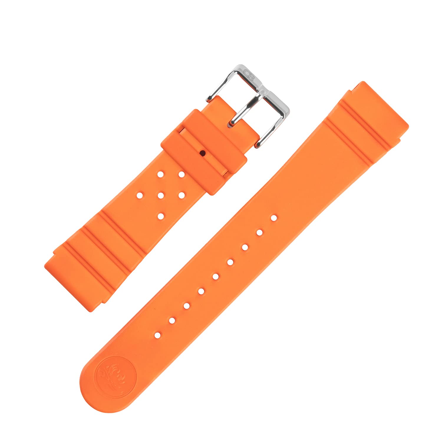 Bonetto Cinturini284 Premium Rubber Sports Watch Strap in FADED ORANGE