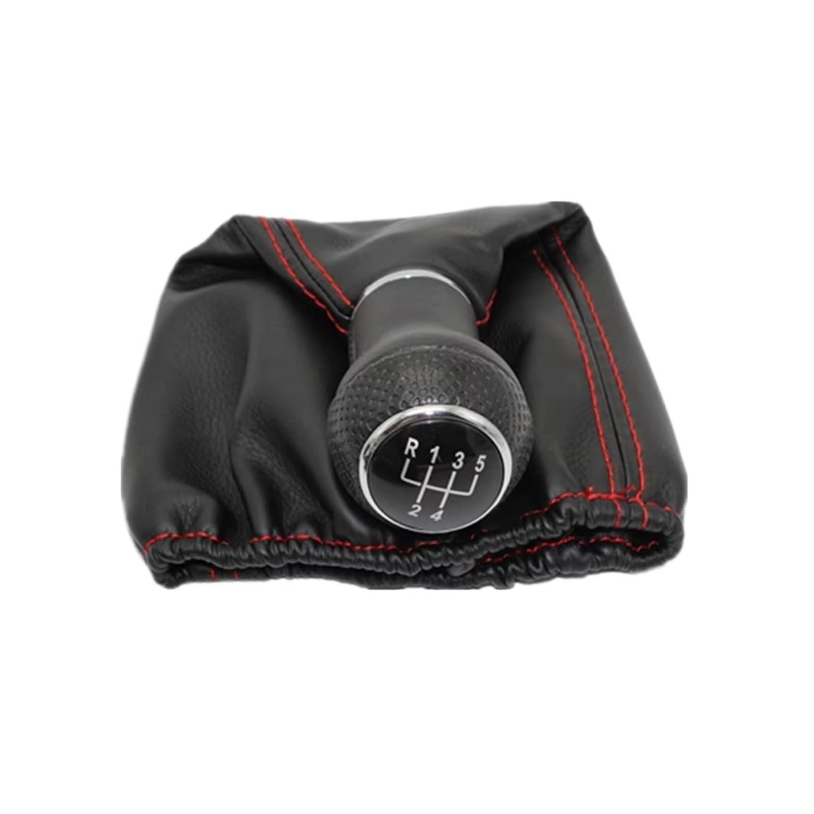 Qwqaab Black Red Manual Gear Knob For Vw For Lupo For Polo 6N 6N2 For Classic For Caddy Manual Gear Shift Knob Pu Gaiter Boot 5 Speed 12Mm(Black Red)