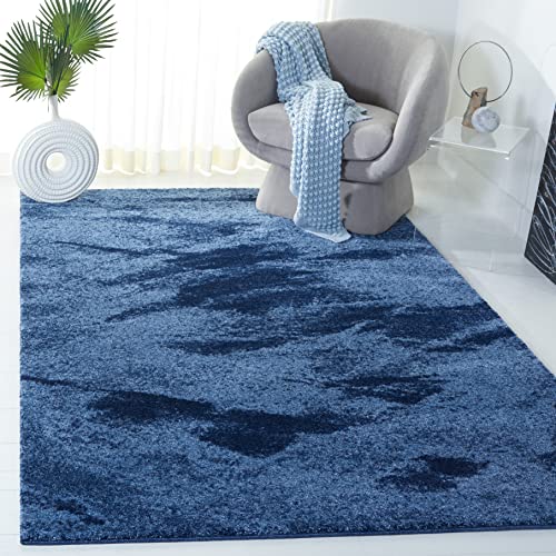 Safavieh Retro Collection 4' Square Light Blue / Blue Ret2891 Modern Abstract Non-Shedding Living Room Bedroom Accent Rug #TOP18