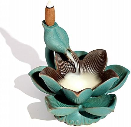 TONGYOU LED Color Changing Glowing Lotus Backflow Incense Burner/Holder Home Office Furnishing Aromatherapy OrnamentColor Changing Glowing Lotus Backflow Incense Burner
