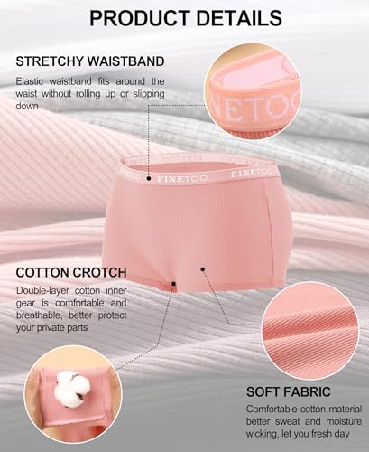 FINETOO Boyshort Underwear for Women Cotton Boxer Briefs Full Coverage Ladies BoyShorts Panties 5 Pack3