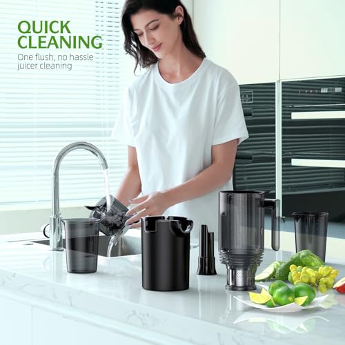 Image of Cold Press Juicer,5.4 inch Wide Feed Chute Juicer Machines,High Juice Yield,Slow Masticating Juicer for Whole Vegetables & Fruits Fruits,Black