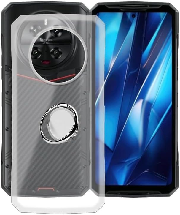 Phone Case for Doogee DK10 Case (6.67 Inch), with 360 Degree Rotation Finger Ring Kickstand, Clear Silicone Shockproof X Anti-Scratch Shell TPU Bumper Soft Cover for Doogee DK10