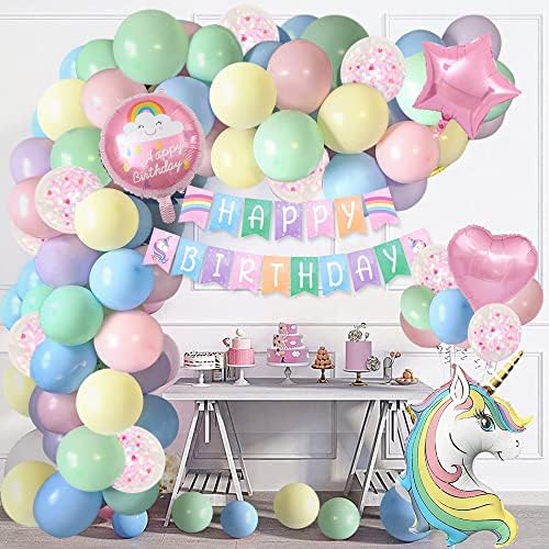 3rd Unicorn Birthday Decorations Girls,Unicorn Party Decorations Supplies with Large Number 3 Foil Balloon,Unicorn Balloons,Happy Birthday Banner,latex balloons for Baby Girls Birthday Decoration