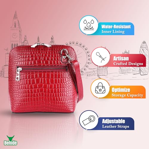 Image of BEHIDE Women's Genuine Leather Sling Bag - Stylish Cross-Body Handbag for Women, Adjustable Shoulder Strap