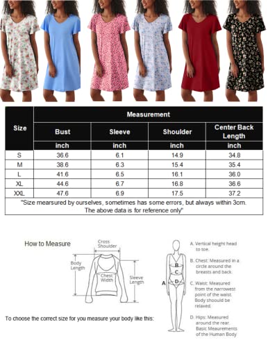 Image of Ekouaer 2 Pack Nightgowns for Women Short Sleeve Nightshirt Soft Sleepdress