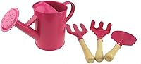 Vista 2 de Apol Juego de herramientas de jardinería para niños, incluye regadera, guantes, pala, tenedor y bolsa de transporte, regalo para niñas y niños (rosa)