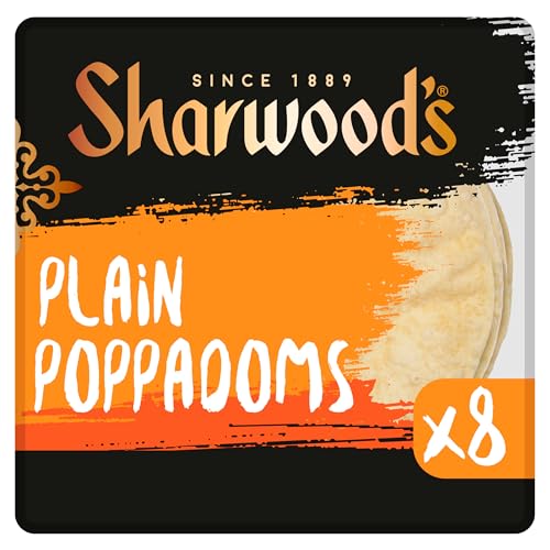 Sharwoods 8 Plain Poppadoms Irresistibly Crispy Indian Snack Made With Black Gram Flour 96 g Packet (Pack of 1)