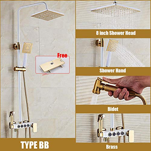 Pulvérisateur de bidet et ensemble de douche complet noir blanc or type BB