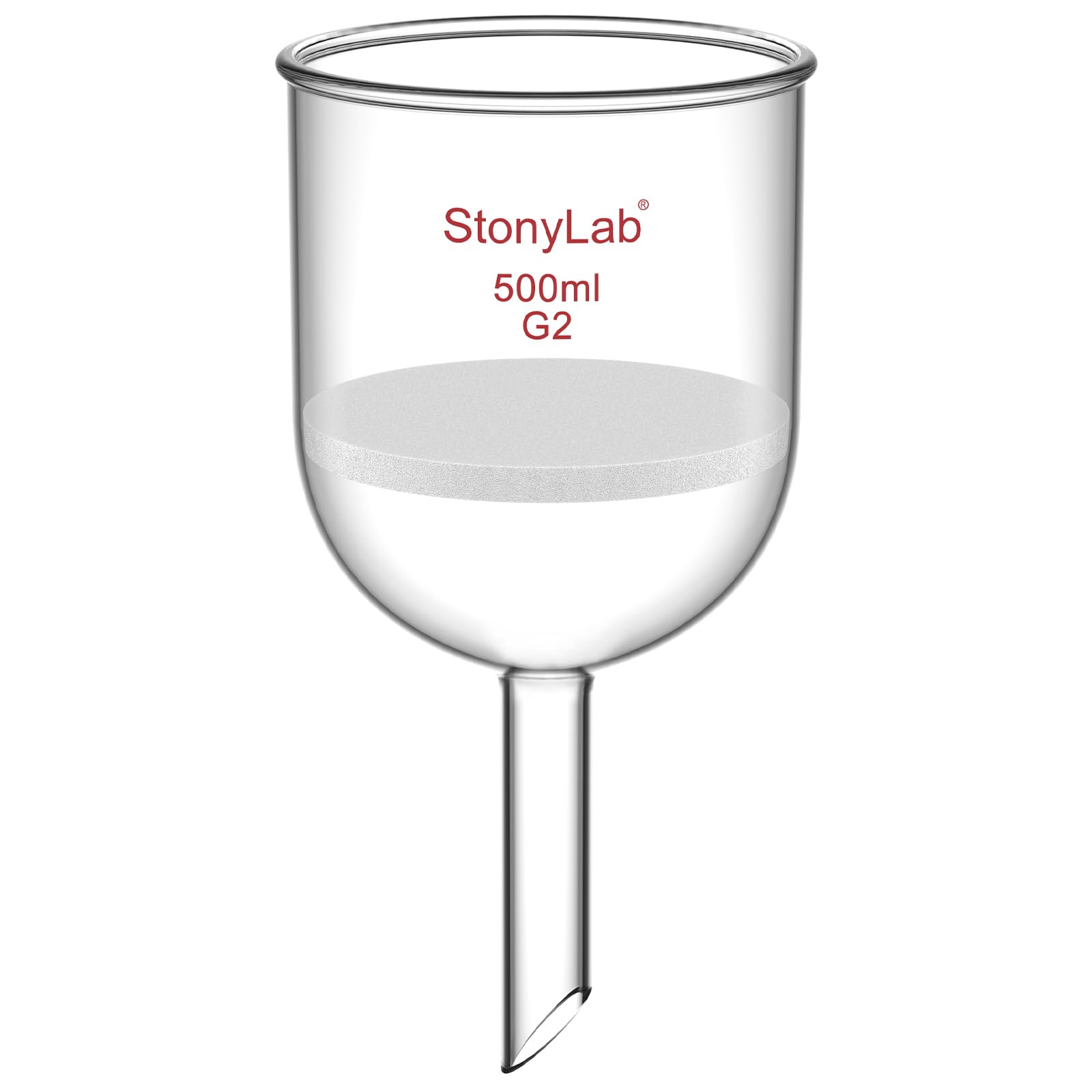 StonyLab Borosilicate Glass Embudo de filtración Buchner con Frit medio, Diámetro del disco de 30 mm, Profundidad de 90 mm, con junta interna cónica estándar 24/40-500ml