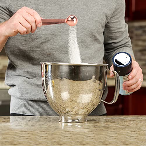 Tablespoons Teaspoons Measure Spoon Set Of 6, Copper Plated Metal Measuring Spoons For Measuring Dry Or Liquid Ingredients Spice For Kitchen Baking Cooking, Rose Gold Measuring Scoops Gift Set #TOP3