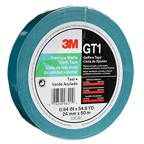 Image of 3M Premium Matte Cloth Gaffers Tape GT1, 1 inch x 164 ft (24 mm x 50 m), 11 mil, Teal