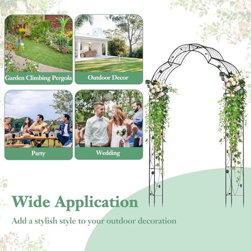 S AFSTAR 99-Inch Garden Arch Trellis, Plant Support Trellis Climbing Pergola W/6 Combination Ways & 2 Installation Methods, 2 Half Arches, Metal Archway Garden Arbor for Wedding Party Ceremony Decor - Thumbnail 6