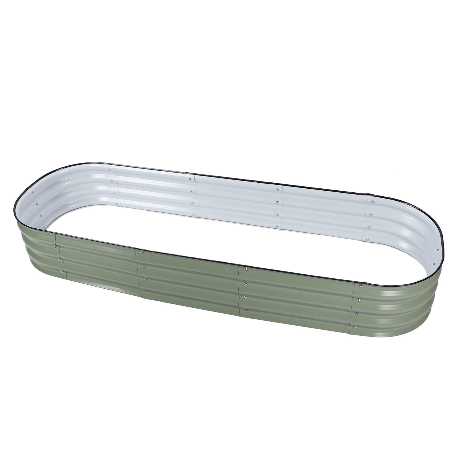 Kit Letto da Giardino Rialzato, Fioriera Rialzata in Metallo Resistente con Bordi Arrotondati Fai da Te Facile da Installare Spessore Maggiore per le Piante (Verde chiaro)