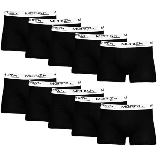 MERISH Boxershorts Herren 6er/10er/15er Pack S-5XL Unterwäsche Unterhosen Männer Men Retroshorts New (XXL, 410h 10er Set Schwarz-Weiß)
