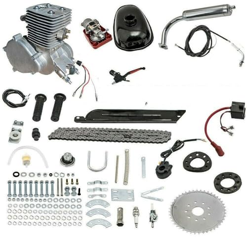 YUNLAIGOTOP 100cc Bicycle Engine Kit, 2 Stroke Motorized Bicycle Engine Kit, Air-Cooling Petrol Gas Motor Engine Kit, Bicycle Motor Kit for 26-28