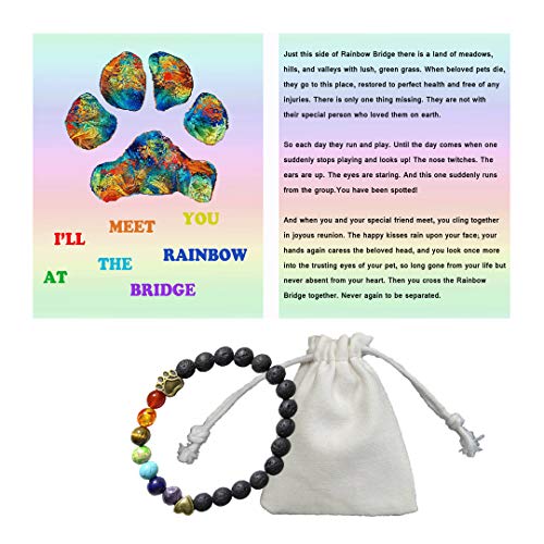 Cozymate Rainbow Bridge Pet Memorial Gift Lava Bead Bracelet In Memory Of Dogs Cats #TOP6
