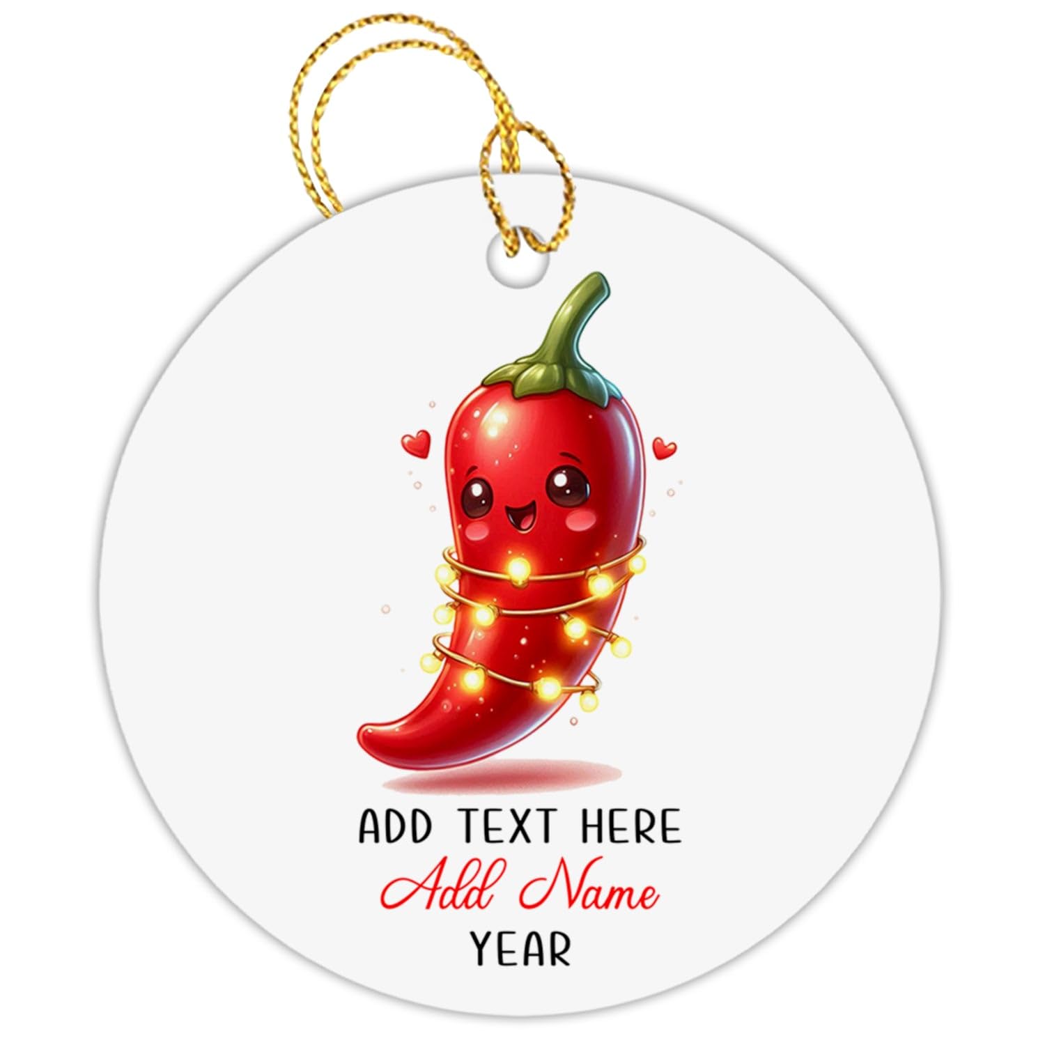 Personalized Chilli Ornament Hanging On Xmas Tree 2026, Customized Chilli Name and Year Ornament, Gifts for Best Friend=
