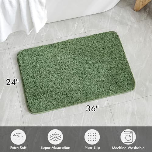 MIULEE Moss Green Bathroom Rugs, Soft Large Absorbent Microfiber Bath Rugs Non Slip Quick Dry Fluffy Bath Mats for Bathroom Floor Tub Showers, Machine Washable, 24x36 Inch by MIULEE - Image 6