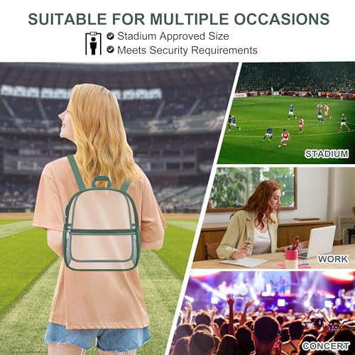 Image of Oraben Clear Backpack Stadium Approved, 12 x 6 x 11 in, Small Transparent Backpack for Concerts, Sports Events, Festivals, Travel, Waterproof PVC, Adjustable Straps, Women Men