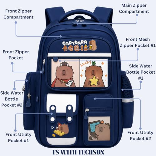 Image of TS WITH TECHSUN College Laptop Backpack for Women & Teens with Zipper Pouch | School Bag for Girls 13-14 Years | 18 Inch Book Backpack | Travel School Bag, Tuition, Coaching