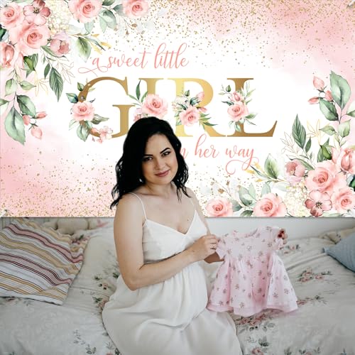 Fondo para baby shower niña 70.8x43.3 pulgadas rosa miniatura 4