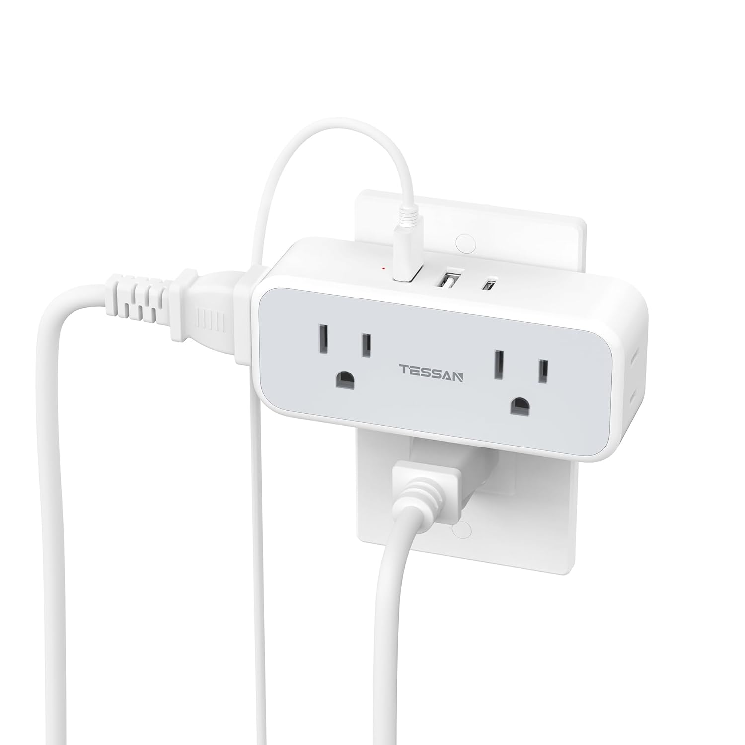 Surge Protector Outlet Extender TESSAN Multi Plug Splitter with 4 Electrical Outlets 3 USB Ports 1 USB C