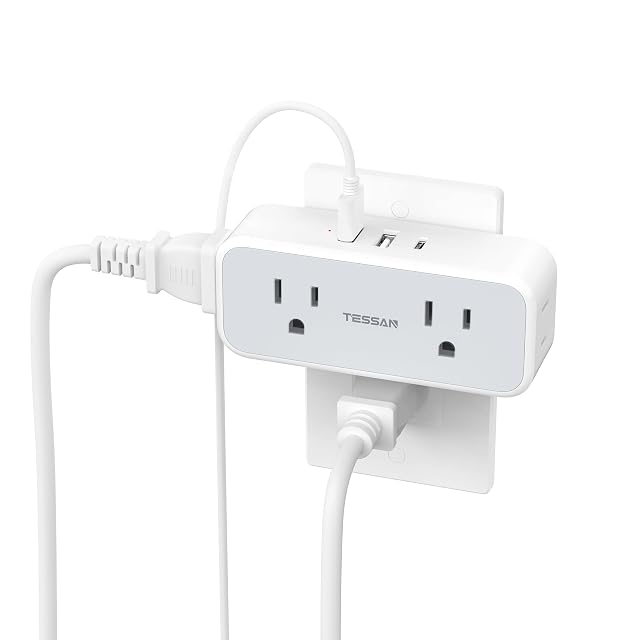 Surge Protector Outlet Extender TESSAN Multi Plug Splitter with 4 Electrical Outlets 3 USB Ports 1 USB C