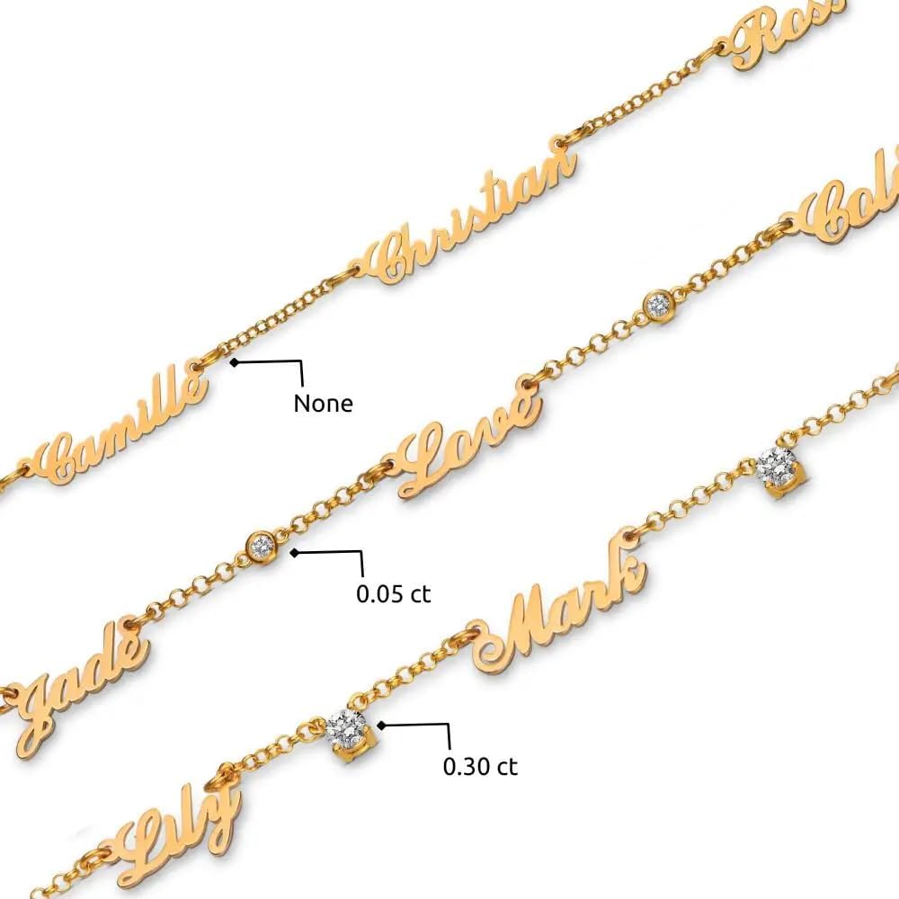 Personalized Heritage Multiple Name Necklace with Diamond Options - Up to 5 inscriptions - Dainty Gift for Her, Women - Custom Elegant Jewelry for Mother's Day - Image 7
