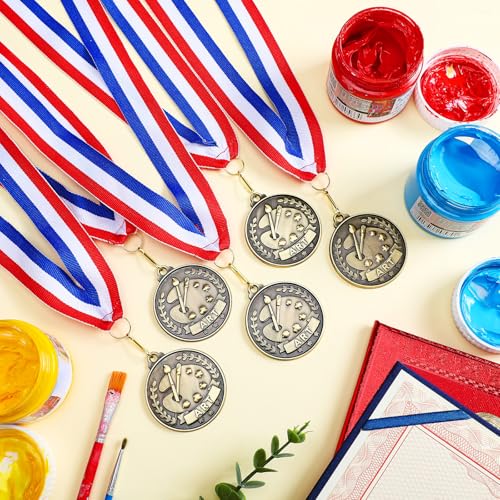 Quelay 100 Pcs 2'' Award Medals Bulk Gold Winner Medals with Neck Ribbons Metal Trophy Award Prize Gift for Tournaments, Competitions, Party, Kids and Adults(Art) by Quelay - Image 3