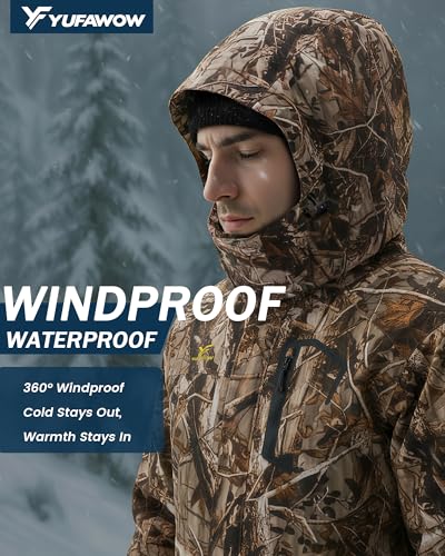 Image of Yufawow Men's Ski Jacket Waterproof Warm Snowboard Jacket Insulated Winter Coat for Outdoor Cold Weather Sports Work